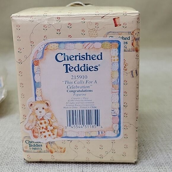 Cherished Teddies Bear "This Calls for a Celebration" Congrats Figurine 1997 w/b - Picture 7 of 9